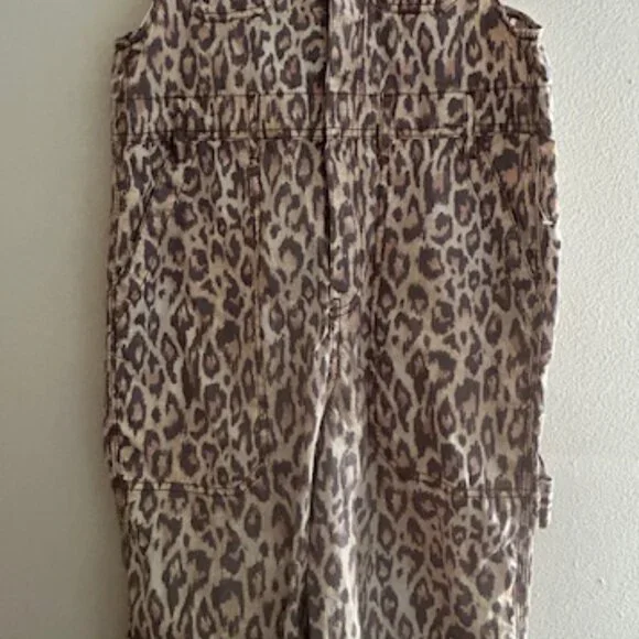 Urban Outfitters Camille Leopard Print Cheetah Cotton Zip Racerback Overalls NEW - Picture 6 of 16